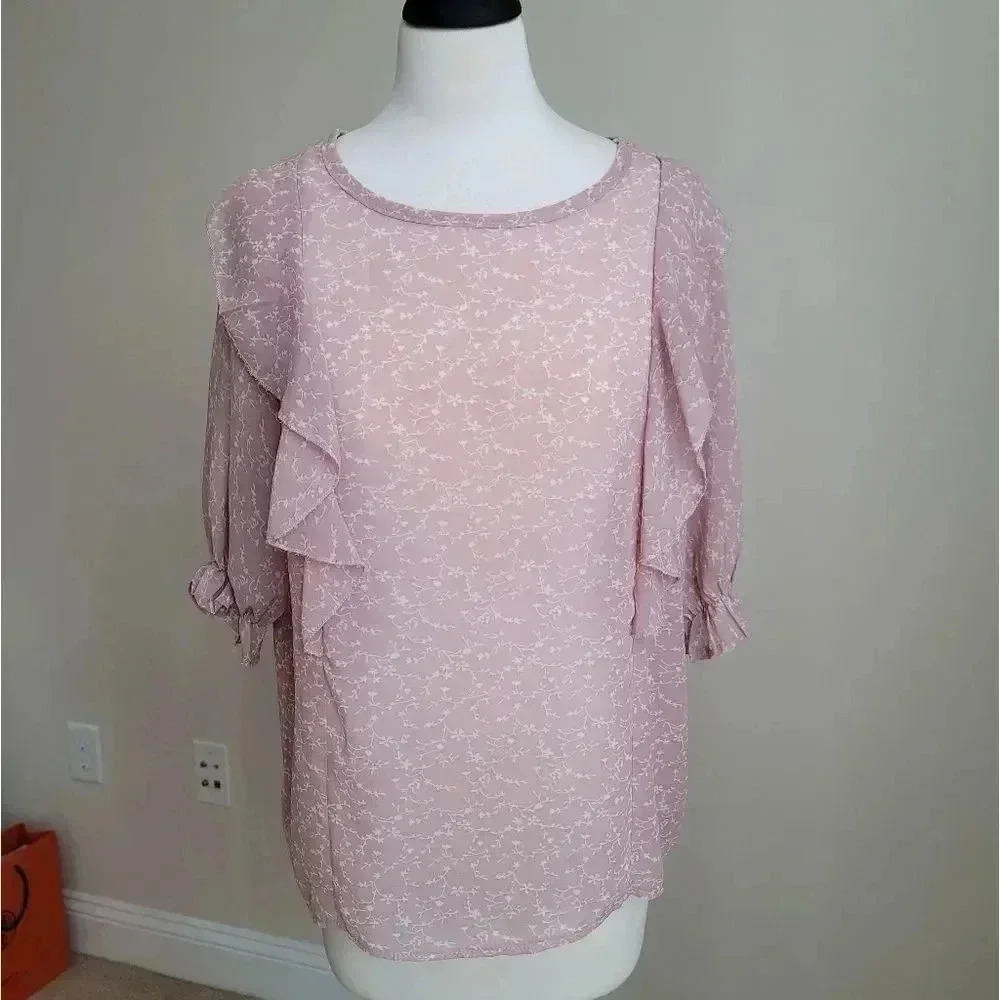 Korean Blush Floral Print Blouse